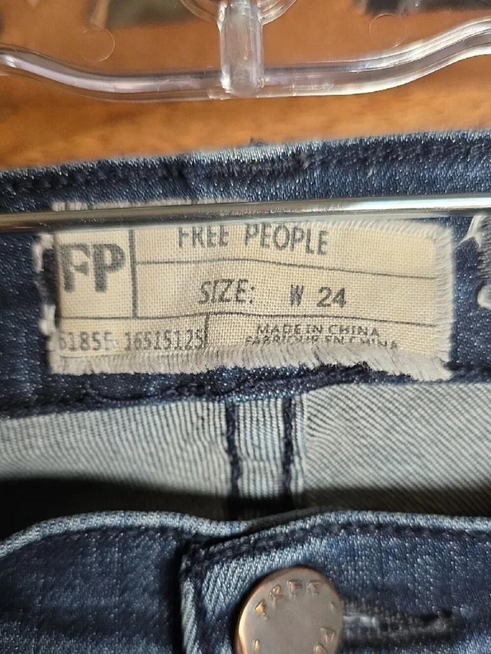 Free People Dark Blue Skinny High-Rise Button-Fly Jeans